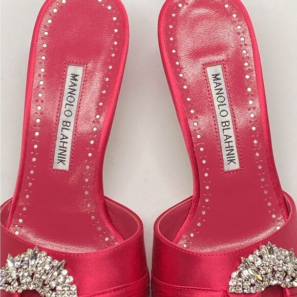 Manolo Blahnik Prinap 50MM Satin Mules - Picture 6 of 15